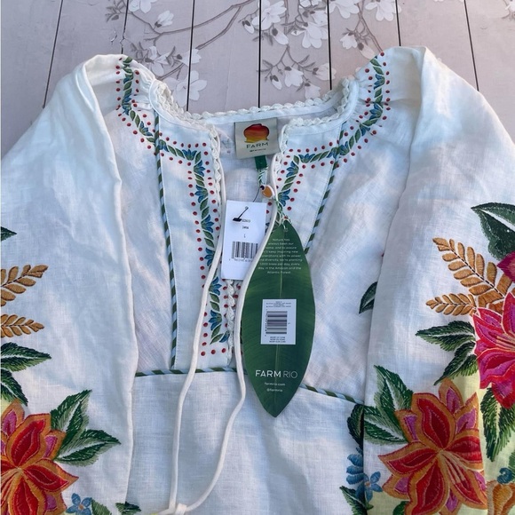 FARM Rio Floral Embroidered Dress - Yellow and White - Picture 7 of 9